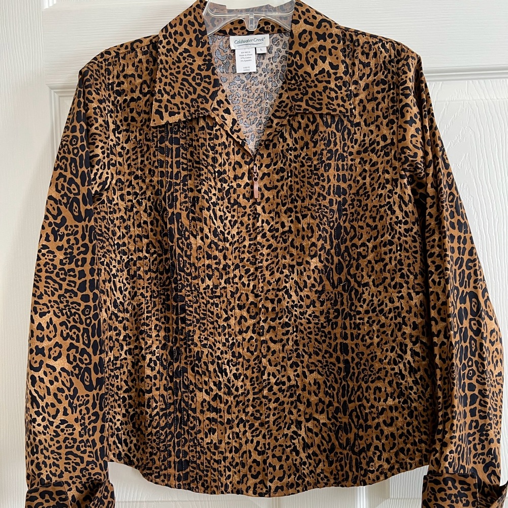 Coldwater Creek animal print blouse size L